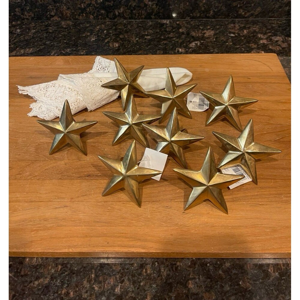 Solid Brass 5 point Star Napkin Rings 9pc